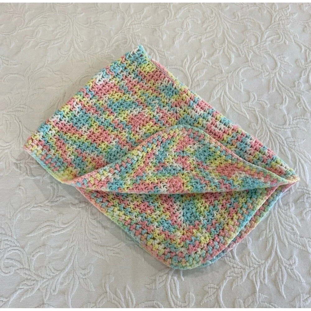 Vintage Handmade Crochet Newborn Baby Afghan Perfect Shower Gift Pre-me‎ Infant